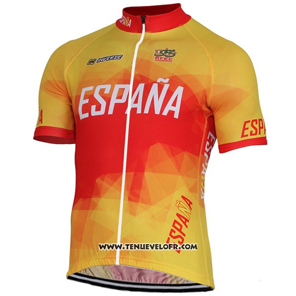 2017 Maillot Ciclismo Espagne Jaune et Rouge Manches Courtes et Cuissard
